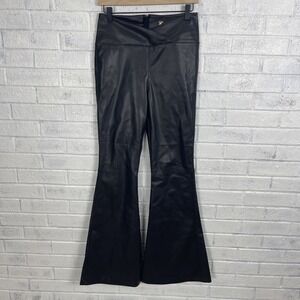 Free People Black Faux Leather Cross Flare Pants Womens Size 27 Y2K Festival